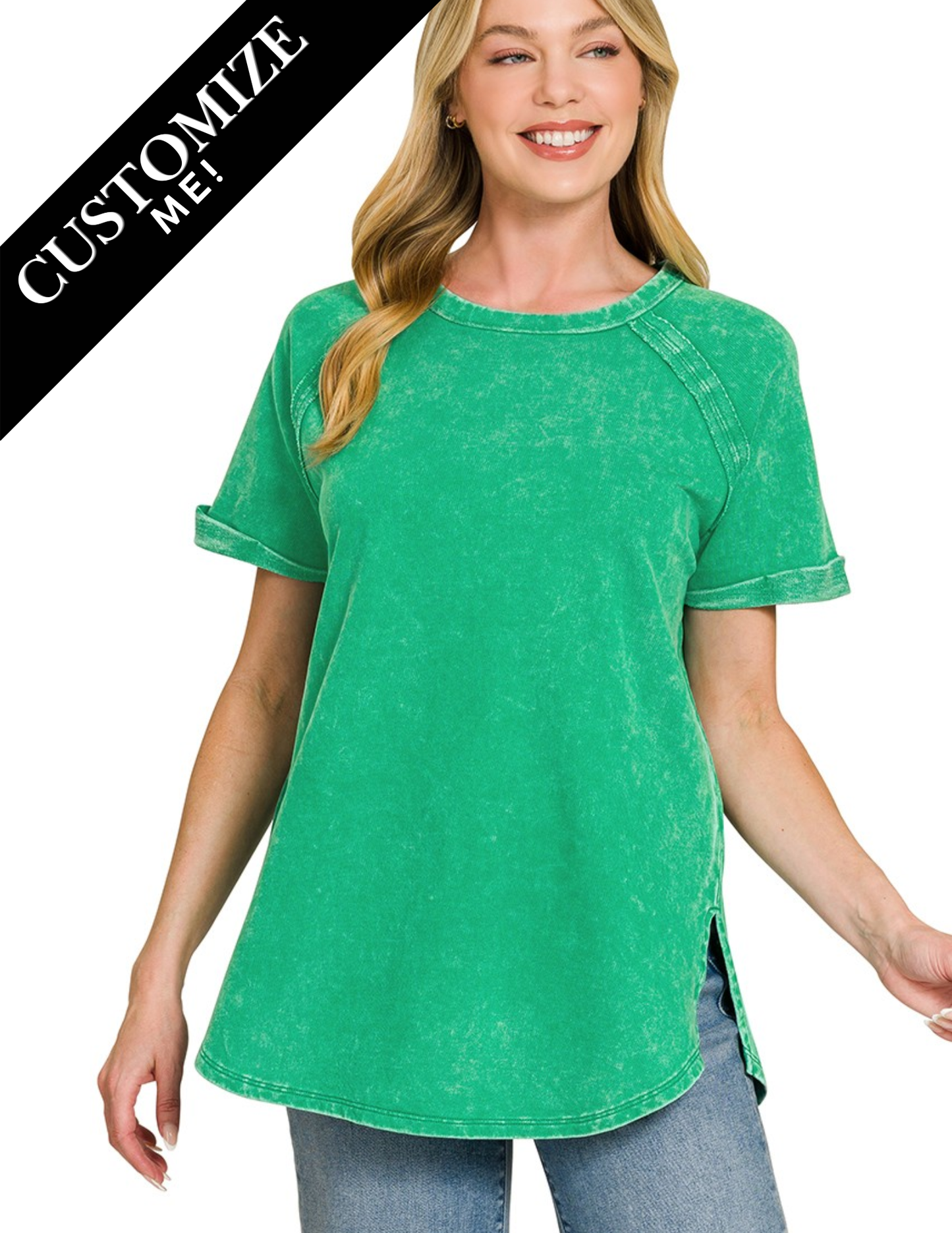 Curved Hem Tee - Green