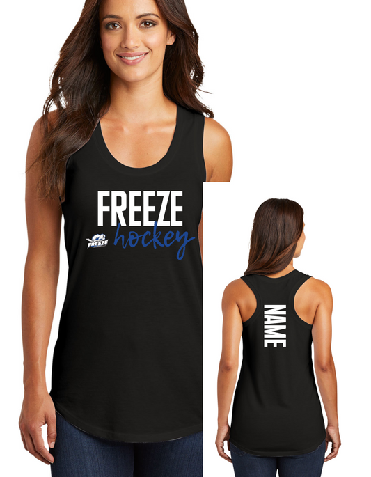 Freeze Hockey Cursive Tank, Tee, Crew