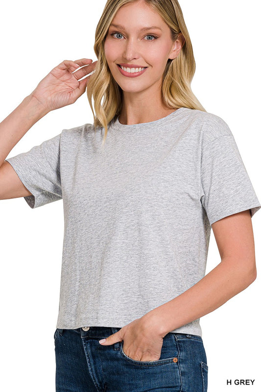 Essential Cropped Tee in Gray