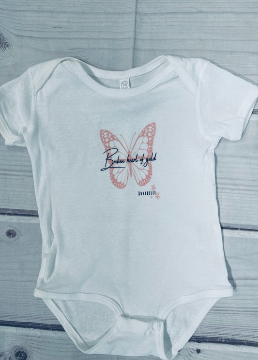 Broken Heart of Gold Butterfly Onesie-Annabelle