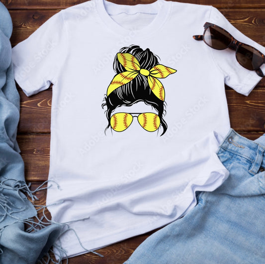 Softball Messy Bun Tee