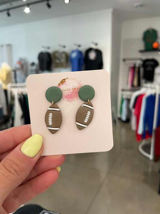 Sparkl+Dot Green Football Stud Earrings