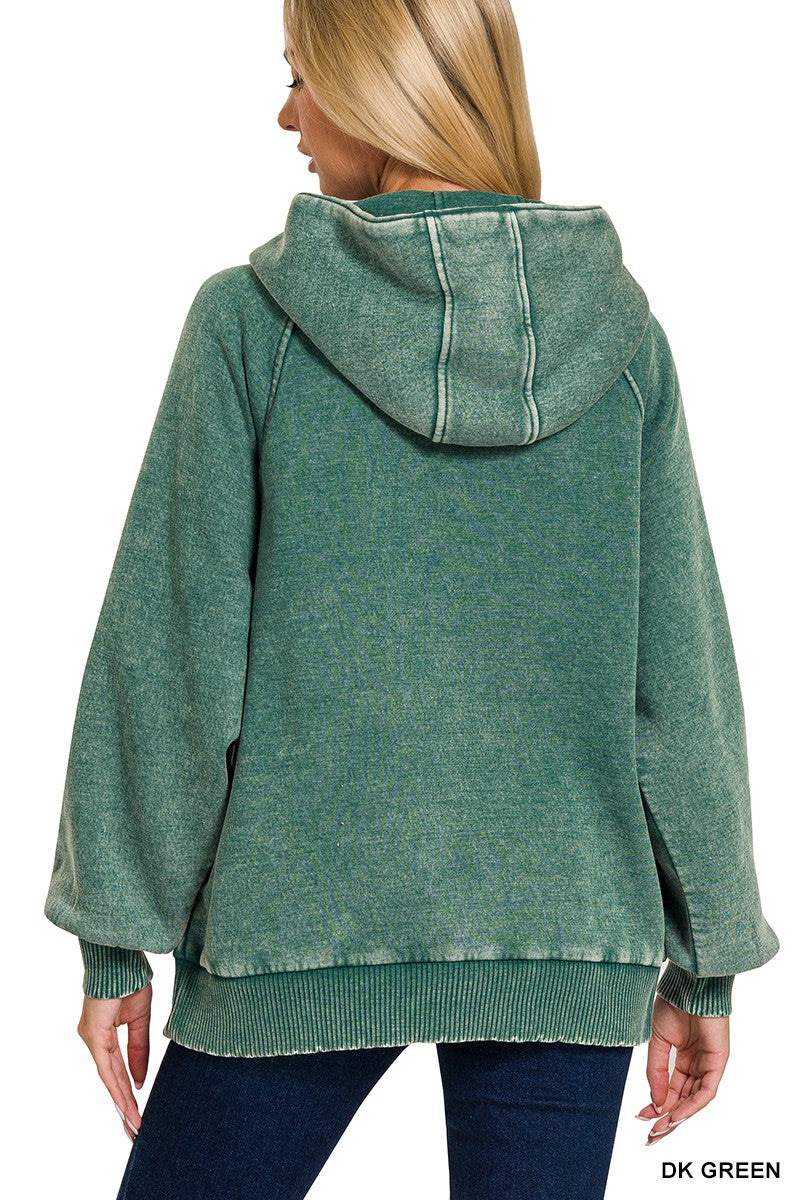 1/2 Zip Hooded Pullover - Green