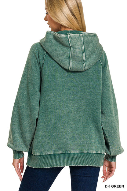 1/2 Zip Hooded Pullover - Green