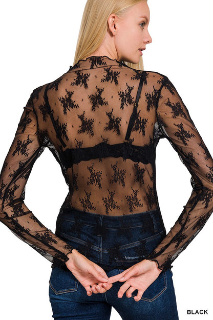 Lace Layering Top in Black
