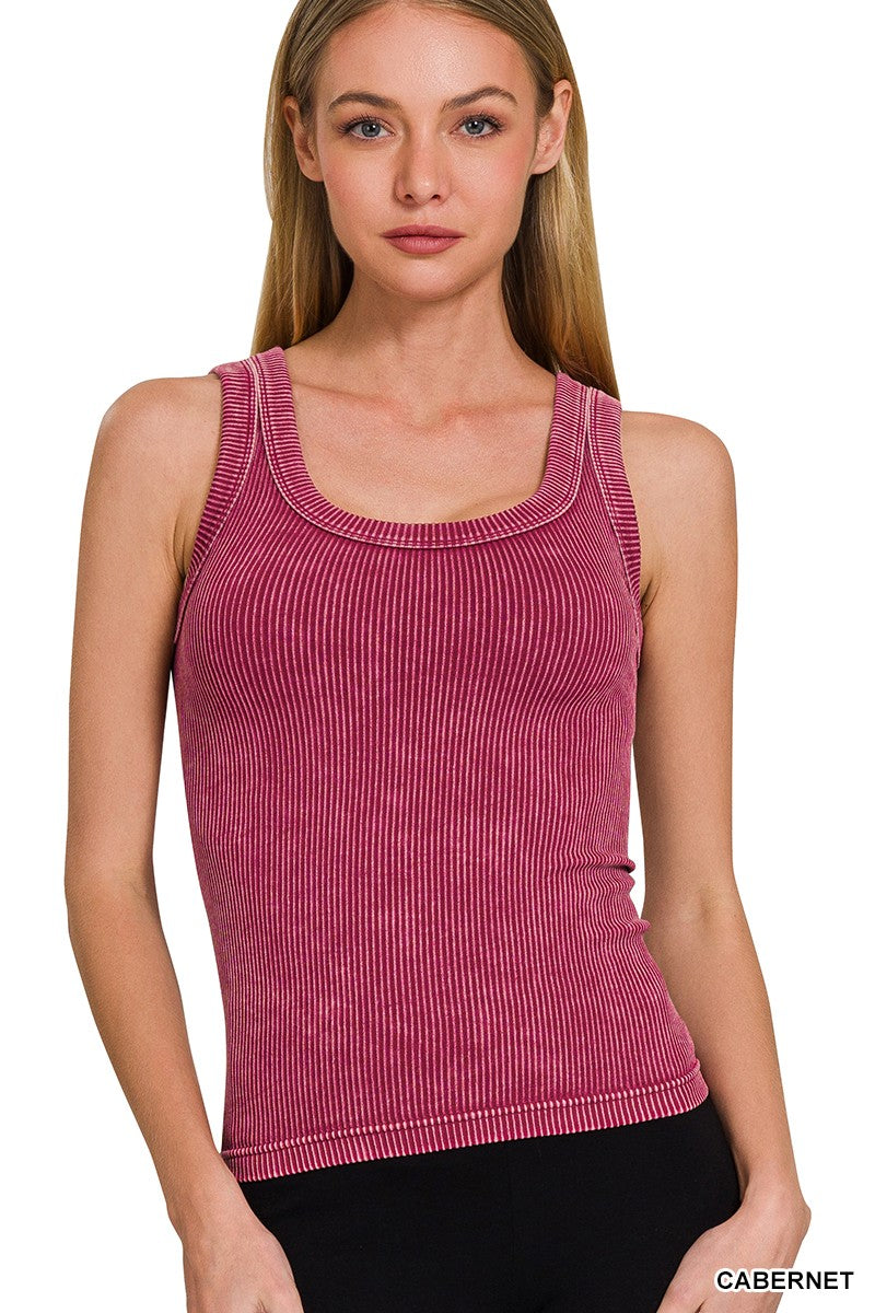 Luxe Reversible Ribbed Tank in Cabernet