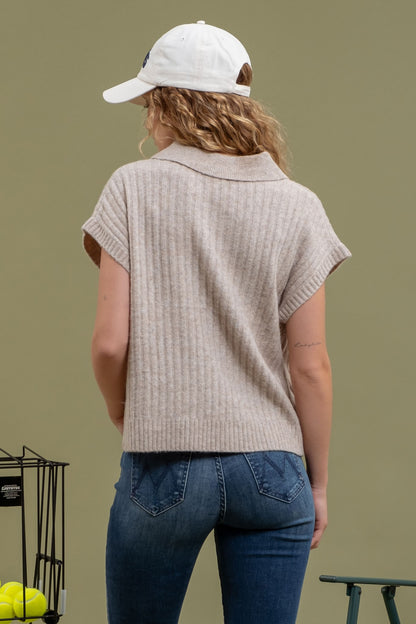 Soft Brushed Ribbed Sleeveless Sweater Top