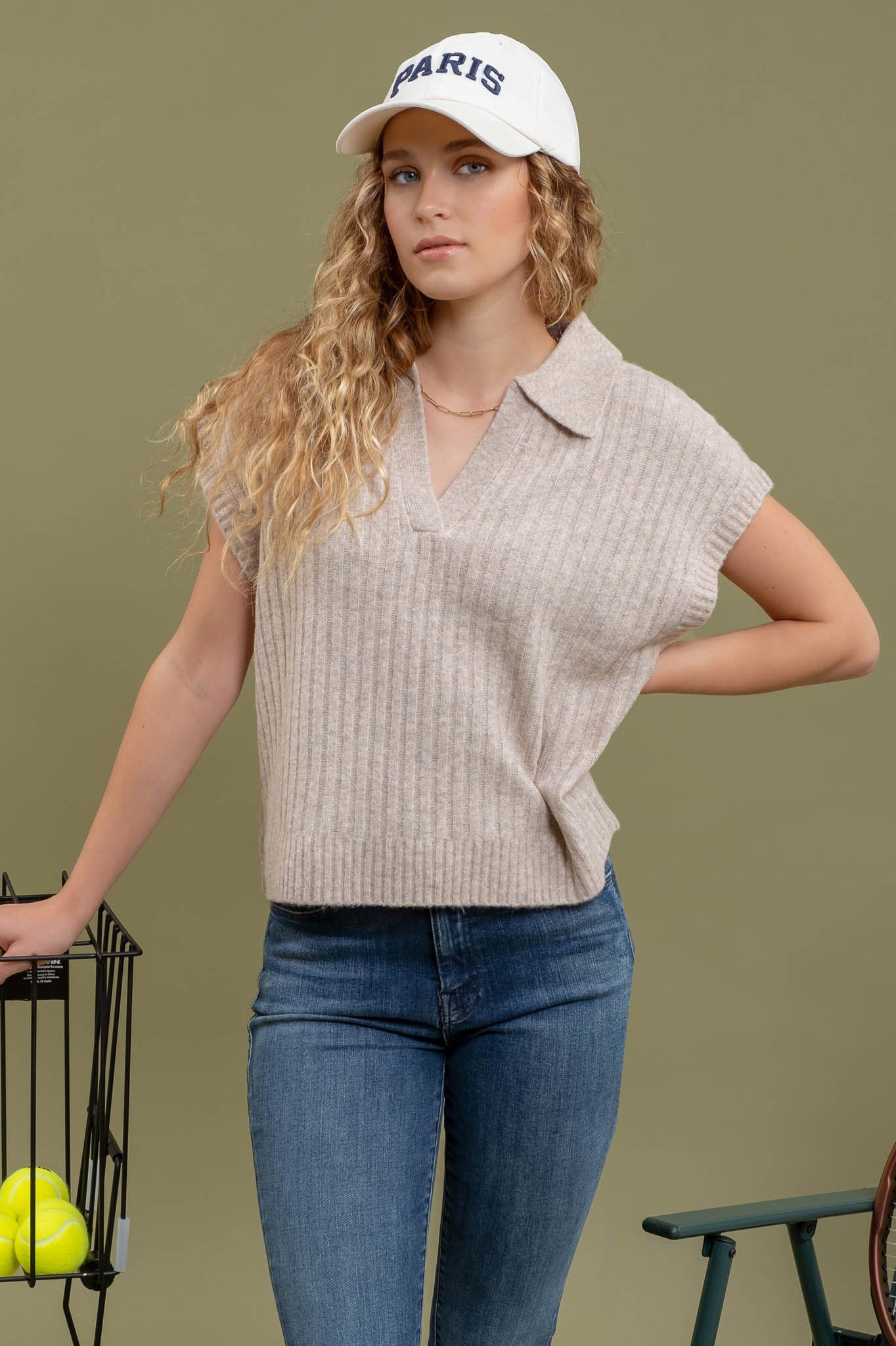 Soft Brushed Ribbed Sleeveless Sweater Top