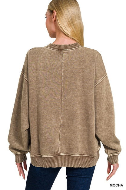 Crossover Neck Pullover in Mocha