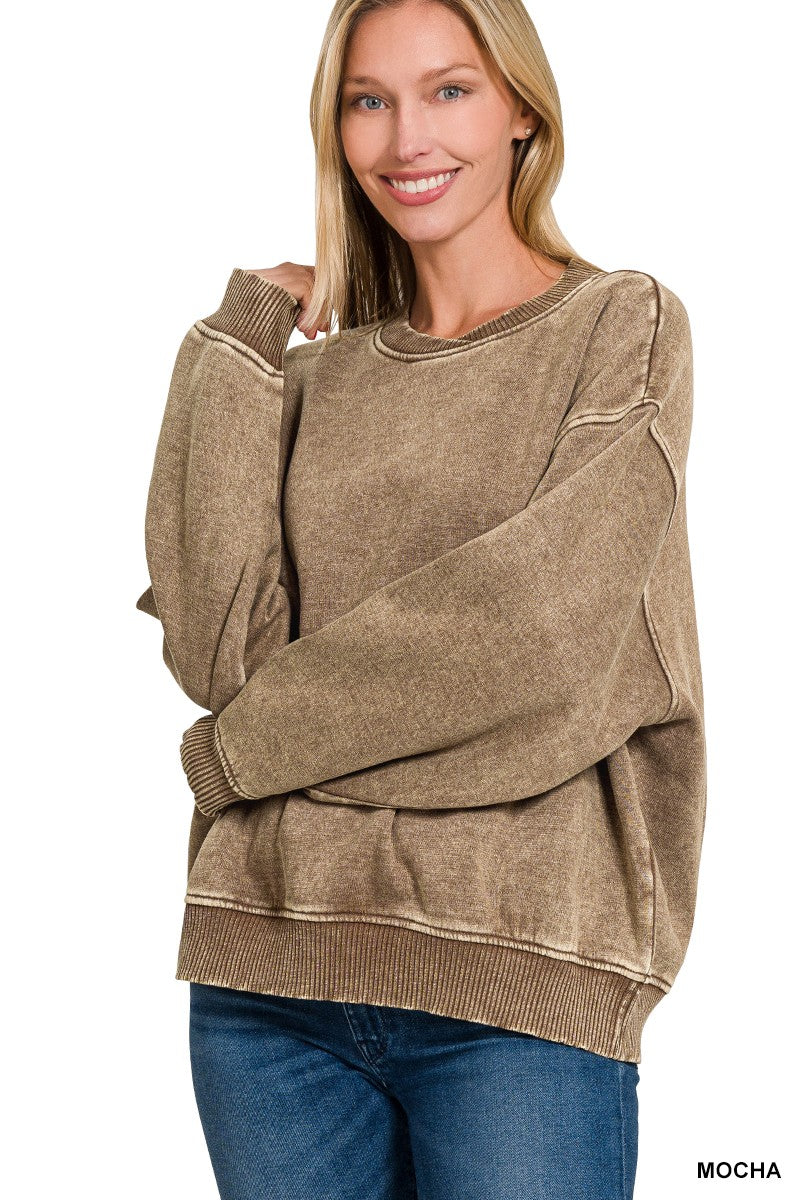 Crossover Neck Pullover in Mocha