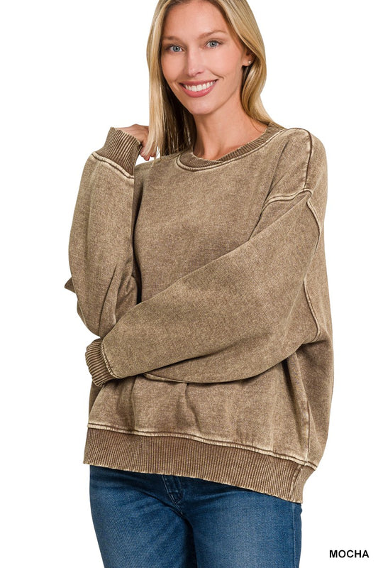 Crossover Neck Pullover in Mocha