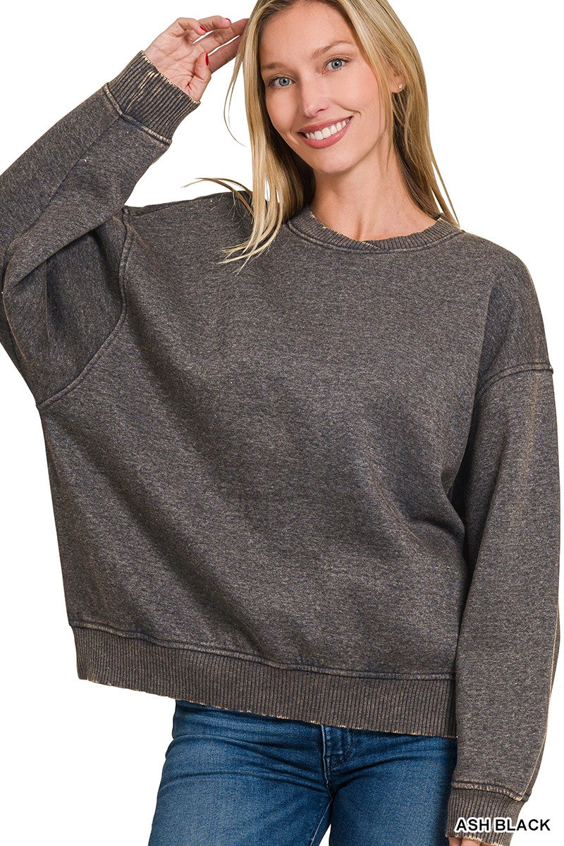 Crossover Neck Pullover in Black