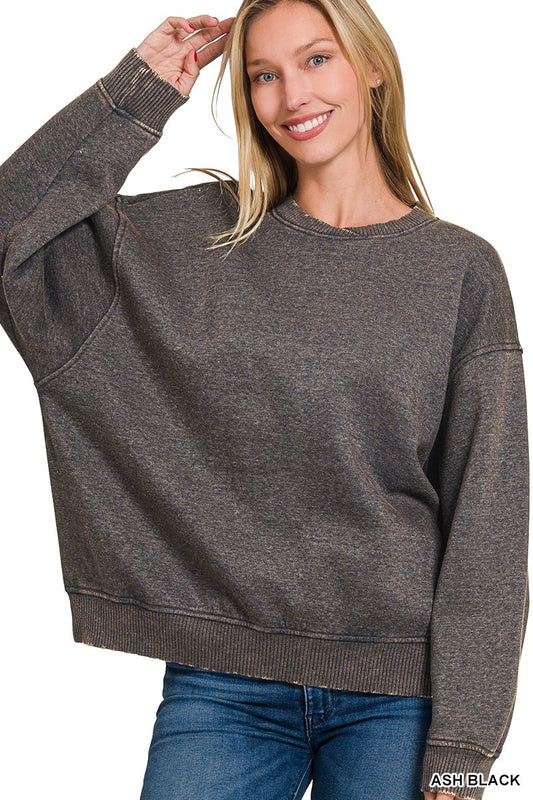 Crossover Neck Pullover in Black