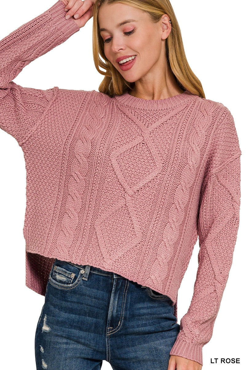 High Low Cable Sweater