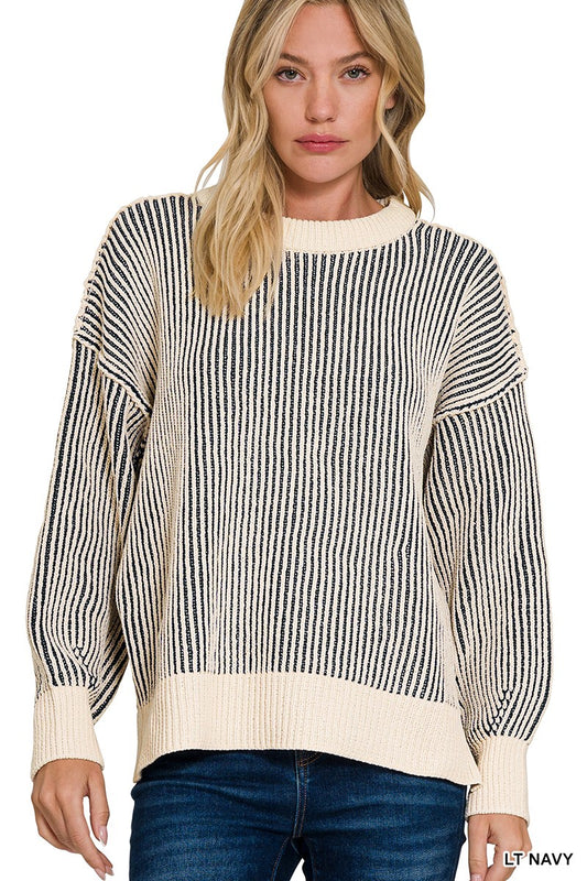 Two Tone Ribbed Sweater