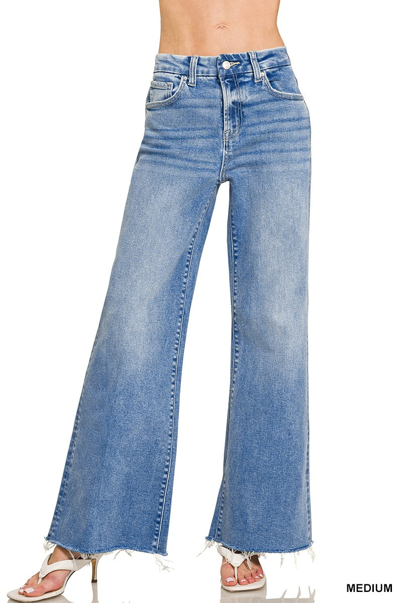 Raw Hem Flare Bottom Denim