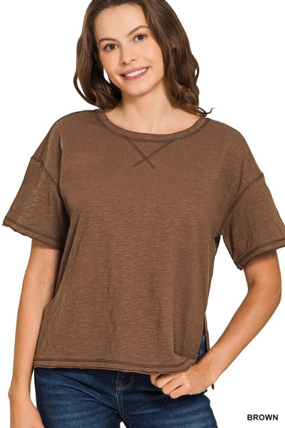 Cotton Slub Tee - Brown