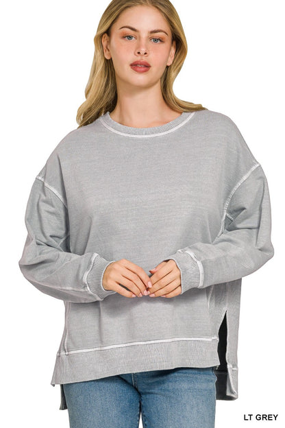 French Terry High Low Pullover - Grey