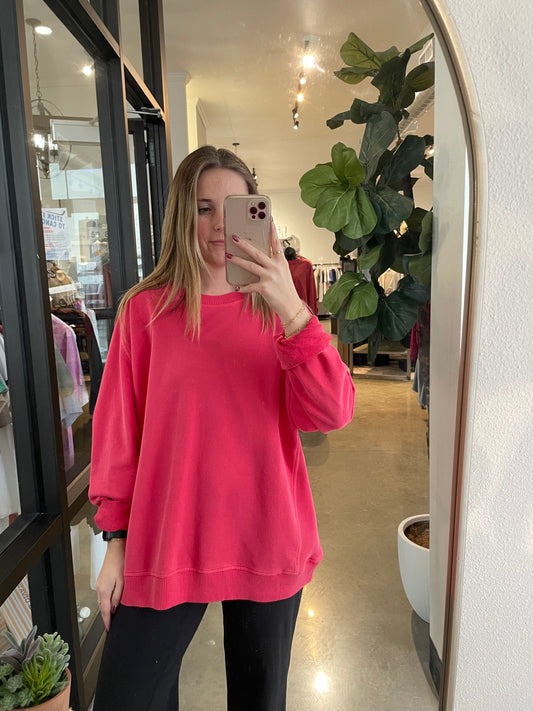 French Terry Pullover in Red