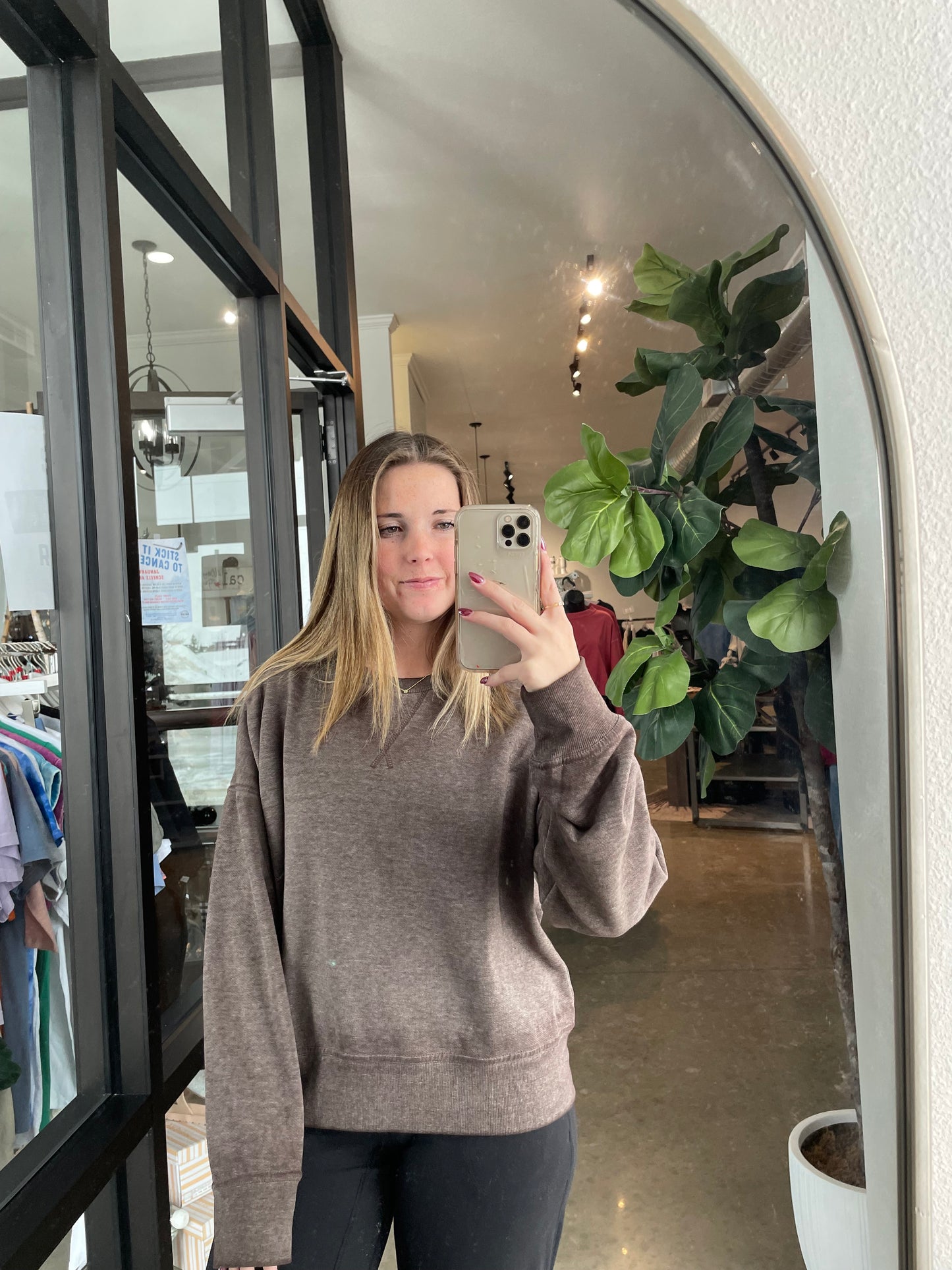 Burned out Crewneck Sweatshirt - Espresso