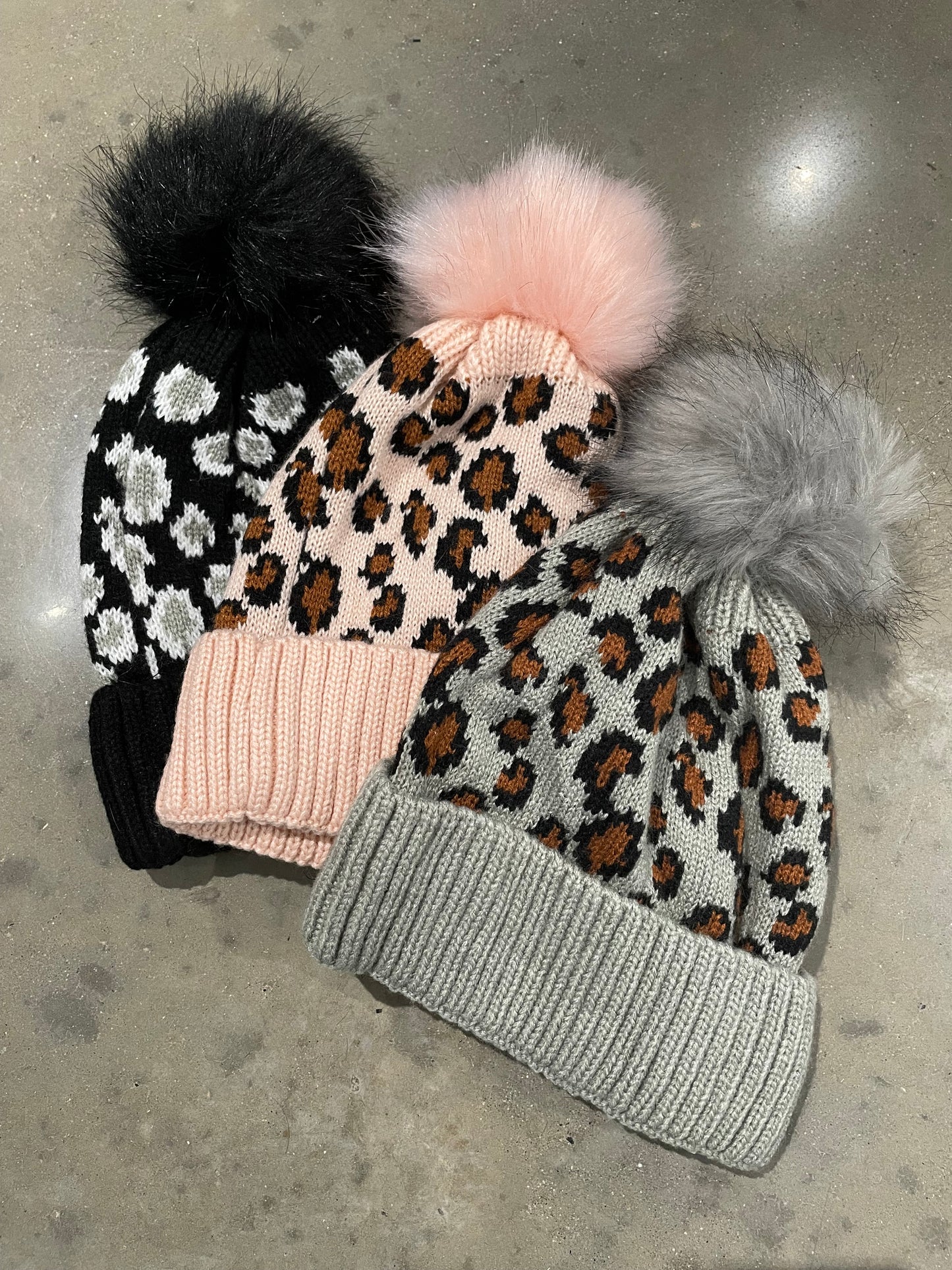 Leopard Pom Beanie