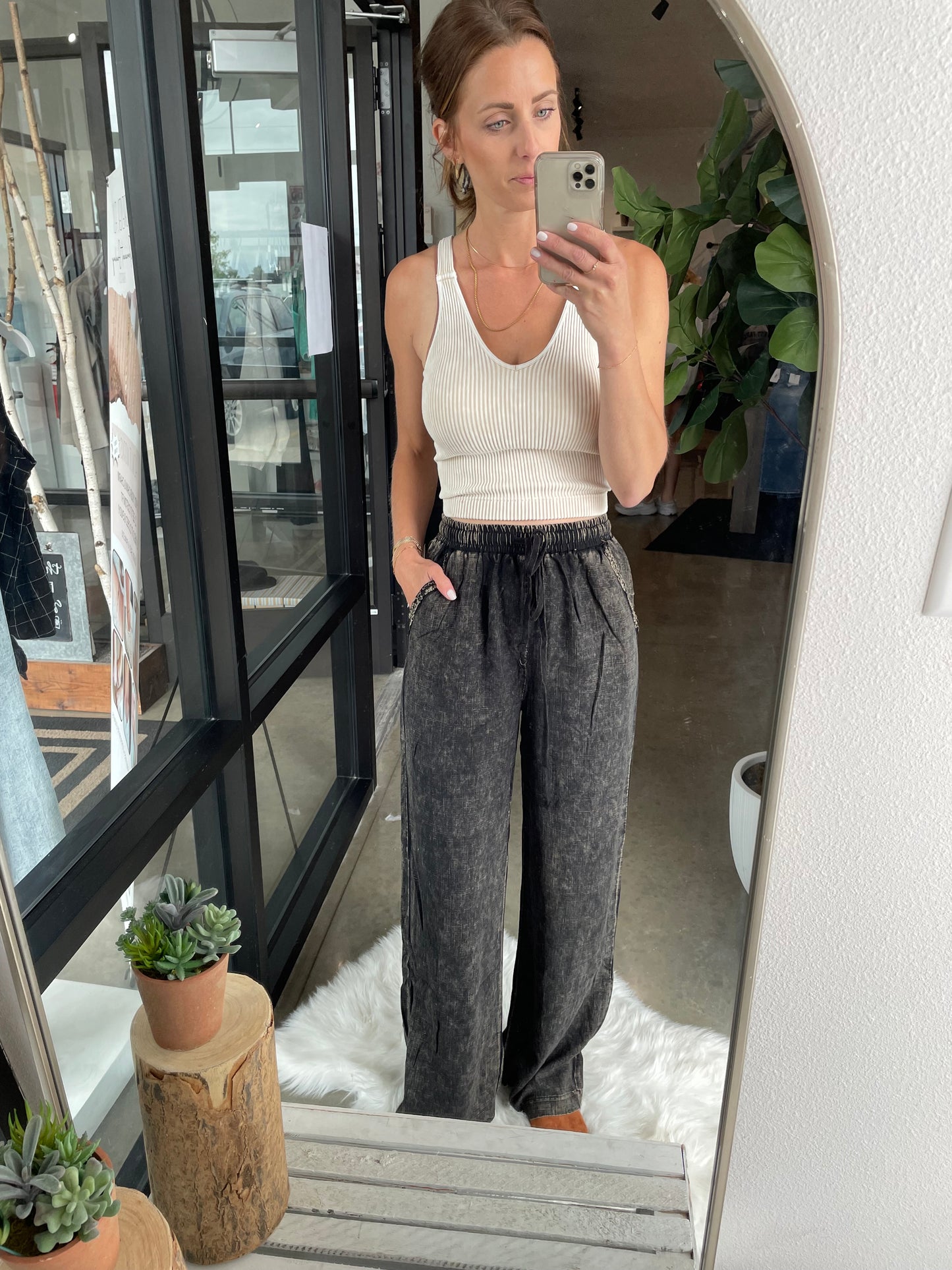 Gunmetal Linen Pant