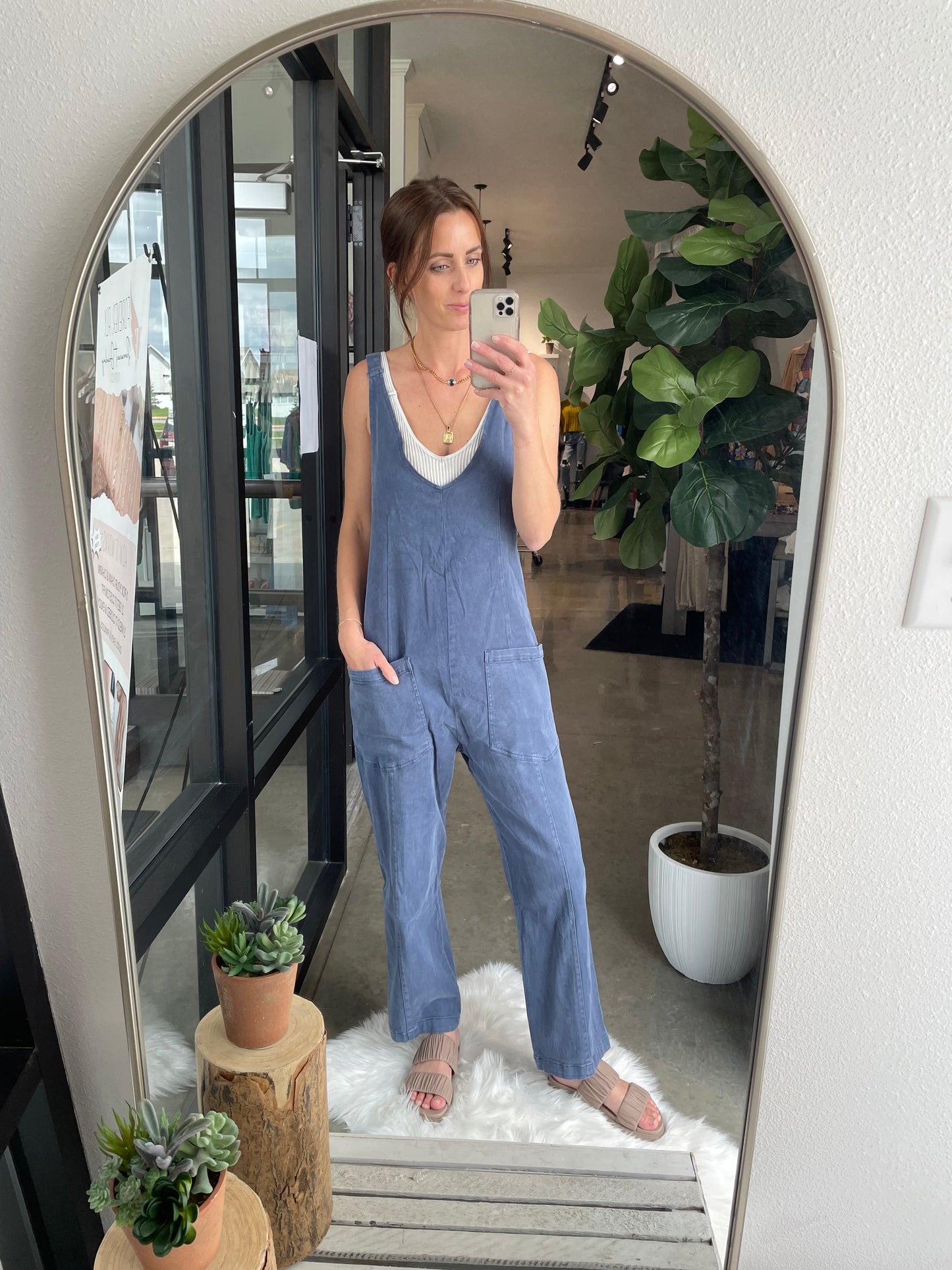 Washed Denim Jumpsuit