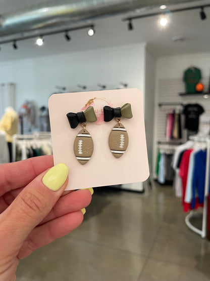 Sparkl+Dot Football Bow Earrings