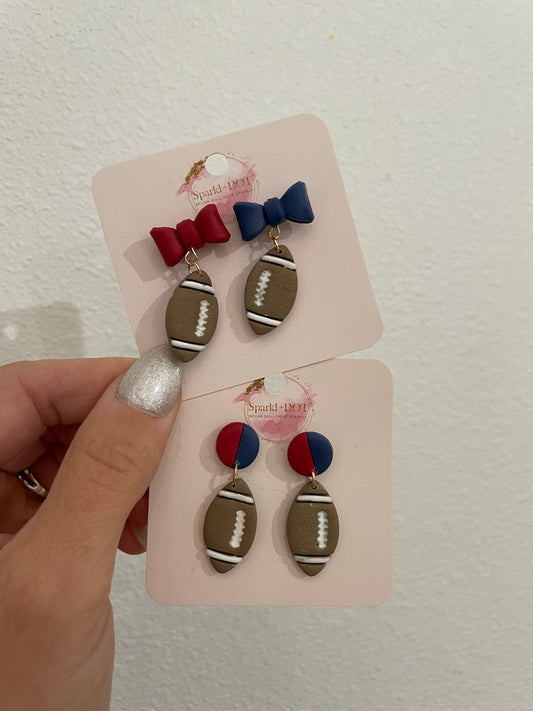 Sparkl+Dot Clay Football Earrings