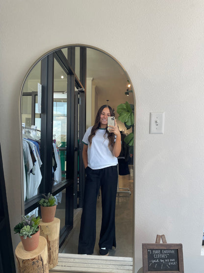 Linen Drawstring Pants - Black