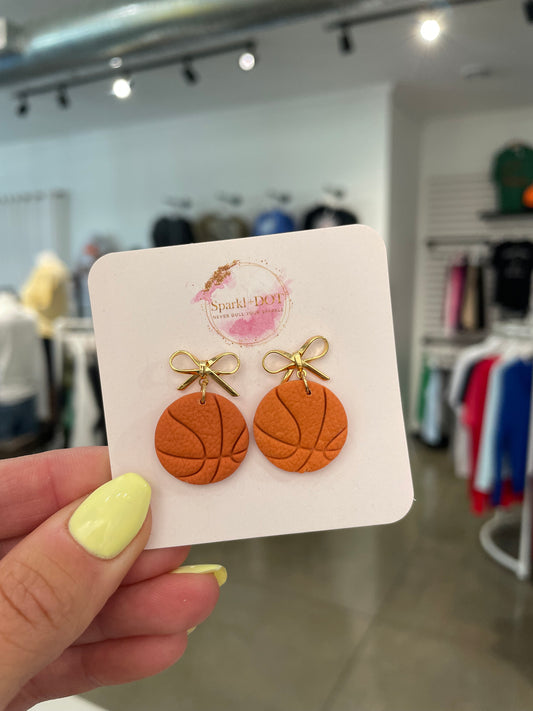 Sparkl+Dot Basketball Bow Earrings