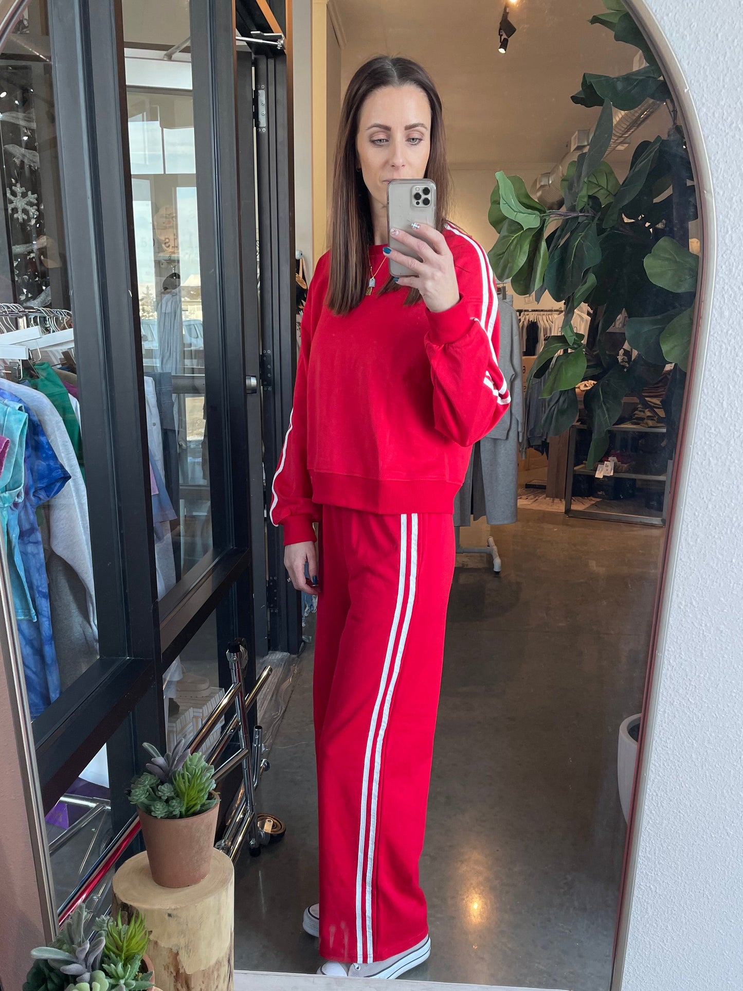 Striped Wide Leg Pant - Red