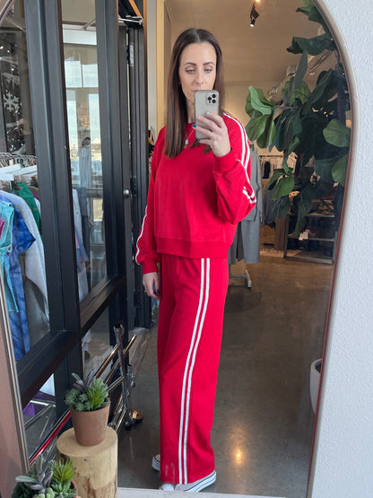 Striped Wide Leg Pant - Red