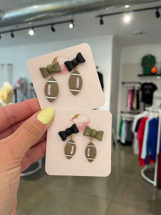Sparkl+Dot Football Bow Earrings