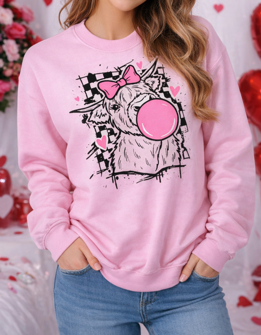 Bubble Blowing Cow Tee or Crew