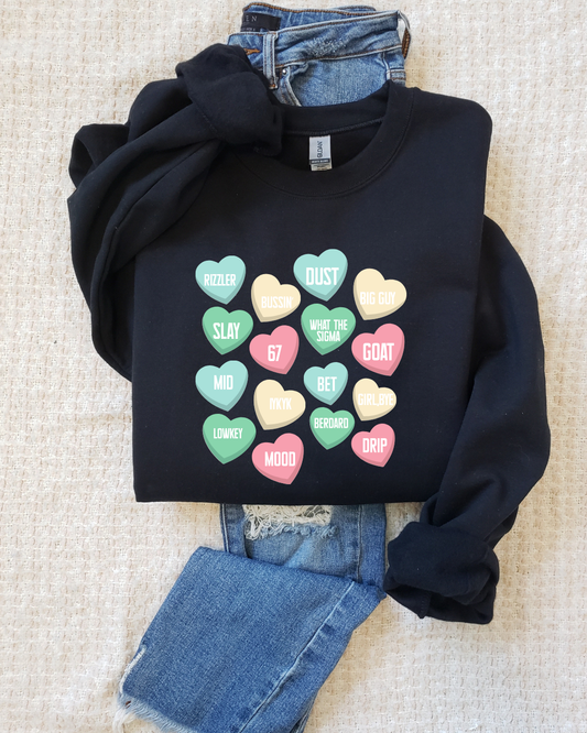 Slang Conversational Hearts Tee or Crew