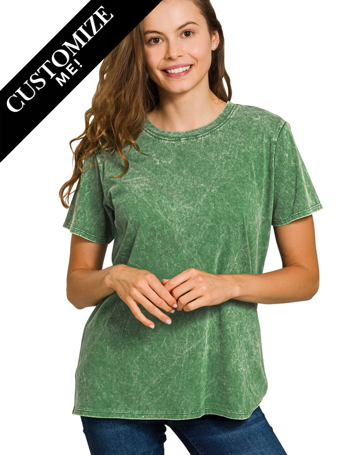 Anything But Basic Acid Wash Tee - Green