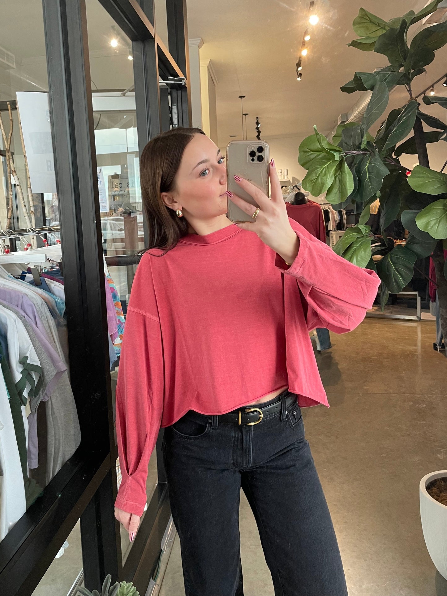 Oversized Cut Tee - Ruby