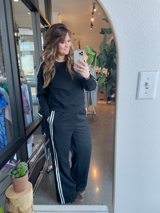 Varsity Sweat Set in Black