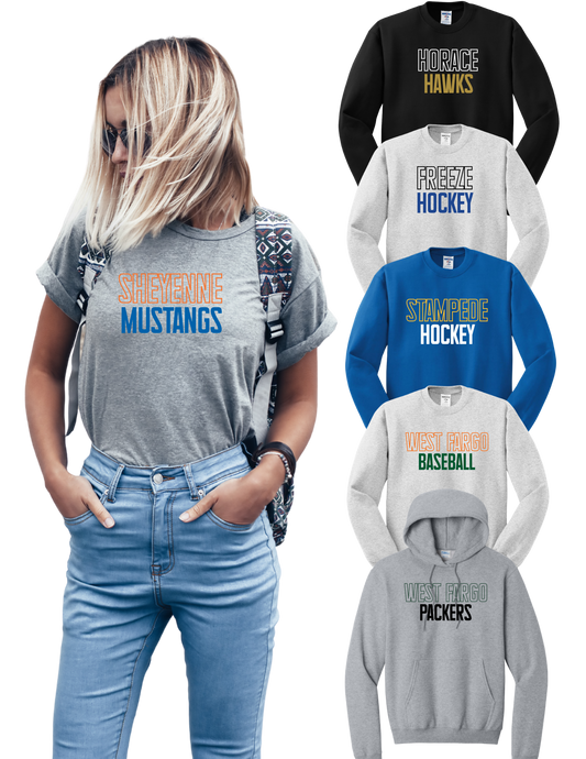 Block Letter Tee, Long Sleeve, Crew or Hoodie