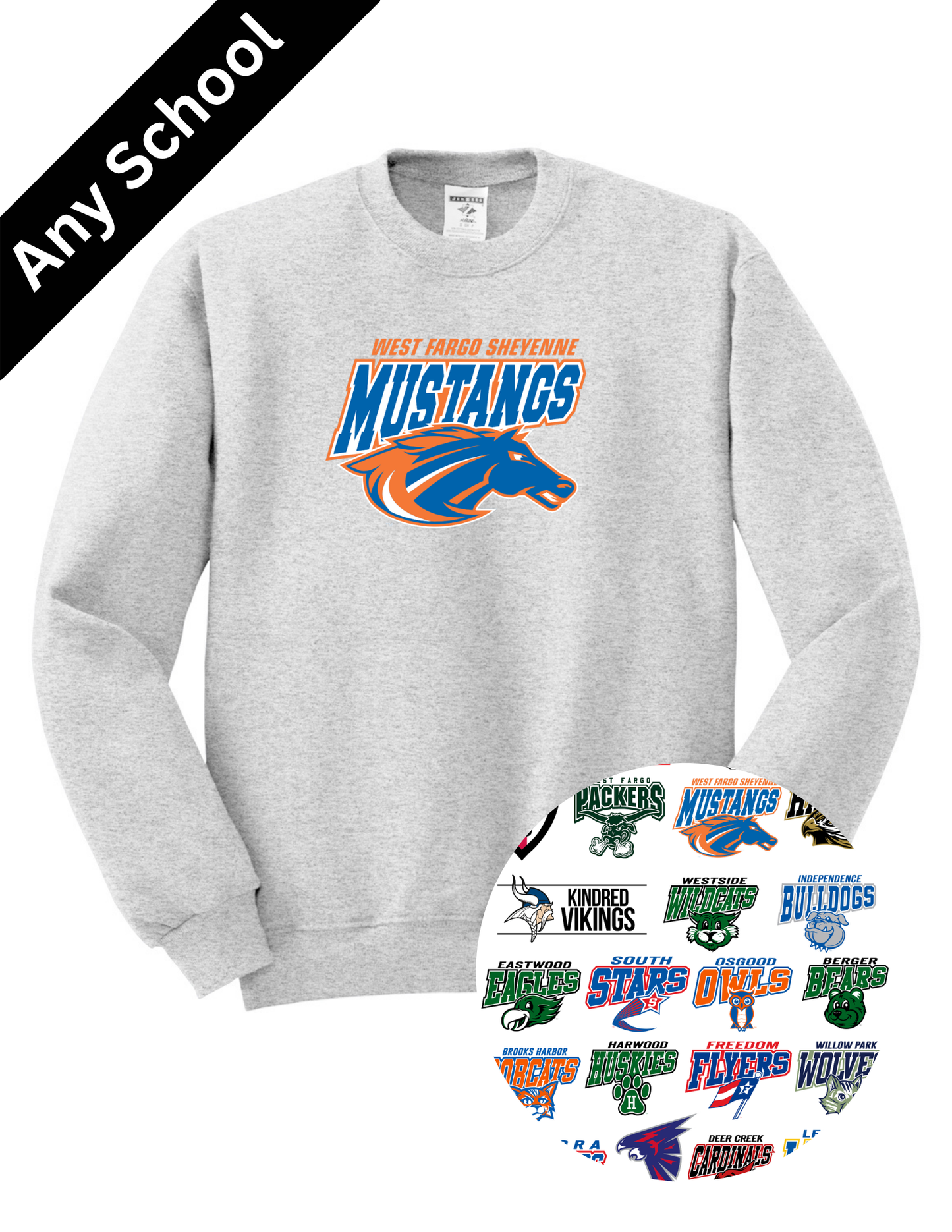 School Logo Cotton Tee, Long Sleeve or Hoodie