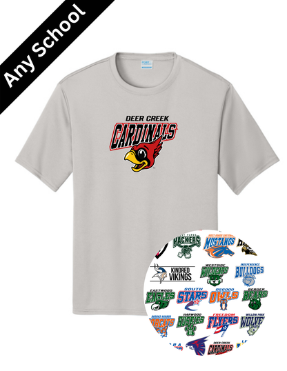 School Logo Dry Fit Tee, Long Sleeve or Hoodie