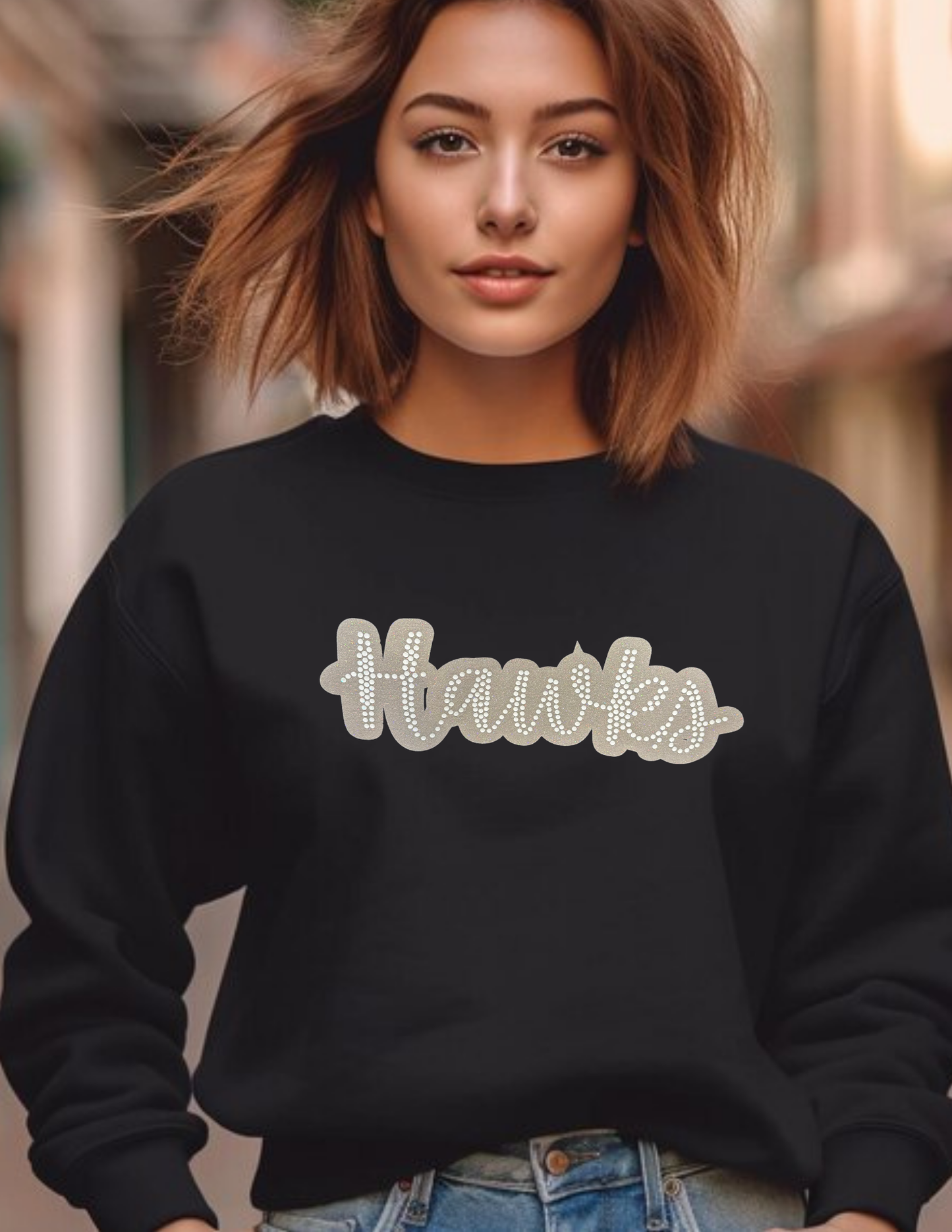 Hawks Glitter/Rhinestone Sweatshirt