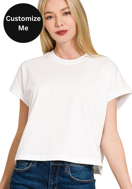 Relaxed Crop Tee in White