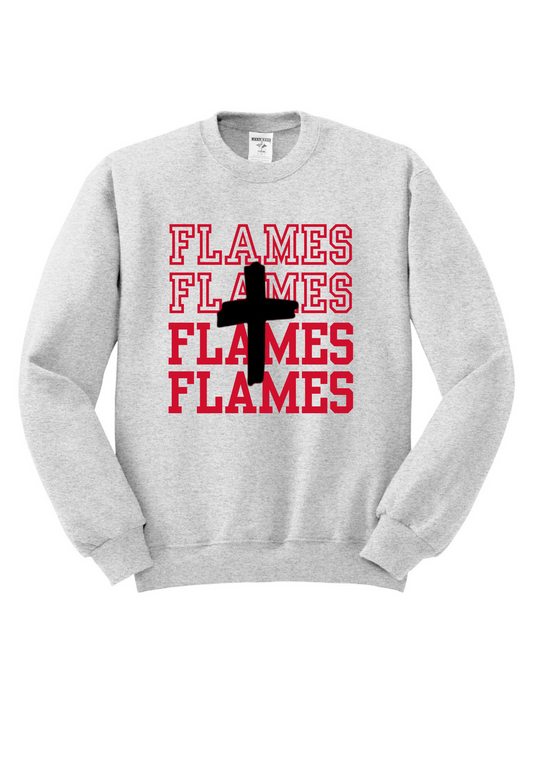 Flames Repeating Cotton Tee, Long Sleeve or Hoodie