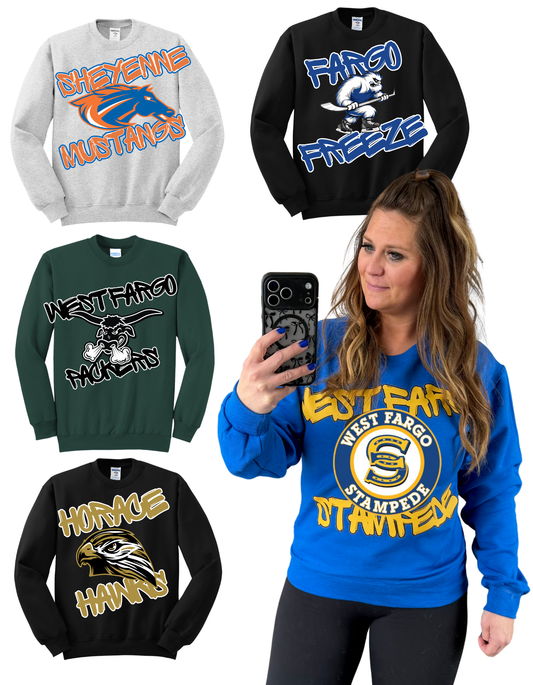 Diagonal Team Logo Crew Sweatshirt