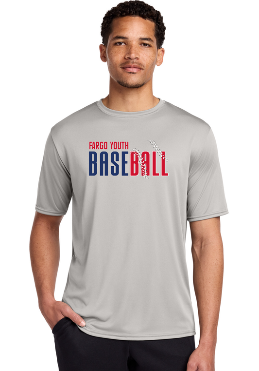 Fargo Youth Baseball Stitches Dry Fit Tee, Long Sleeve or Hoodie