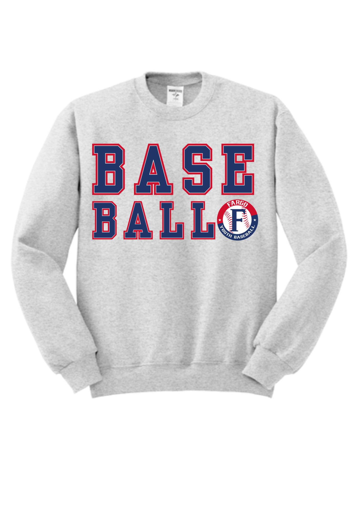 Fargo Youth Baseball 2 Line Tee, Long Sleeve, or Crew Sweatshirt
