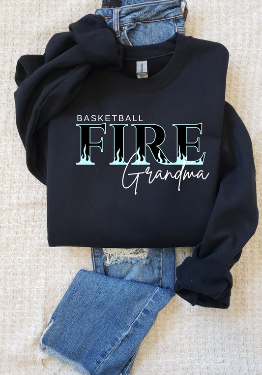 Fire Basketball Grandma Tshirt or Crew Sweatshirt