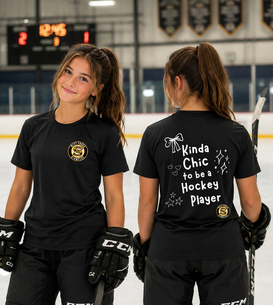 Kinda Chic to be a hockey player Stampede Tee, Crew, Hoodie